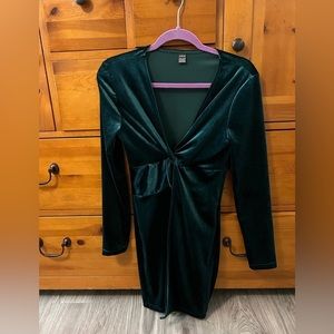 Emerald Green Velvet Dress by SHEIN